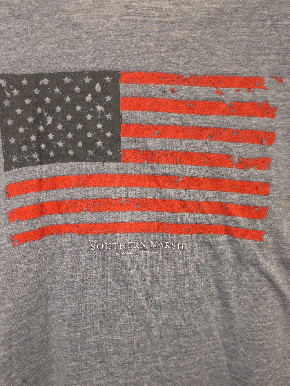 Southern Marsh Heather Gray Tee with Distressed Flag Graphic